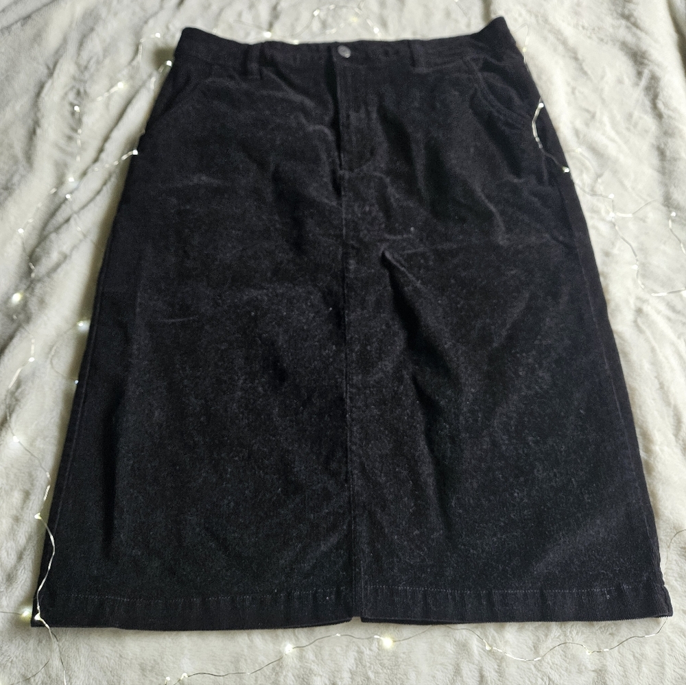Black Corduroy Pencil Skirt
